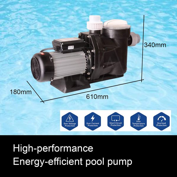 Swimming Pool Pump Pressure Spa Water Electric Self Priming Home Garden (1.6HP, 1200W, 27600L/H) - Image 4