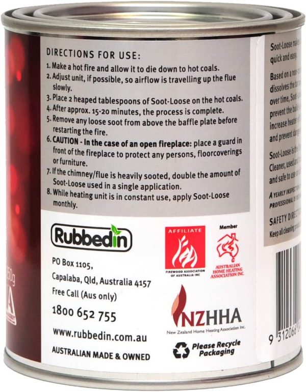 Soot-Loose Australia??s #1 Chimney and Flue Cleaner, Dissolves Tar and Creosote that has Accumulated over Time, Increases Heater Efficiency and Reduces Smoke Emissions, Helps to Prevent Dangerous Flue Fires, Trusted for Over 35 Years ?C 1 x 250g Tin - Image 5