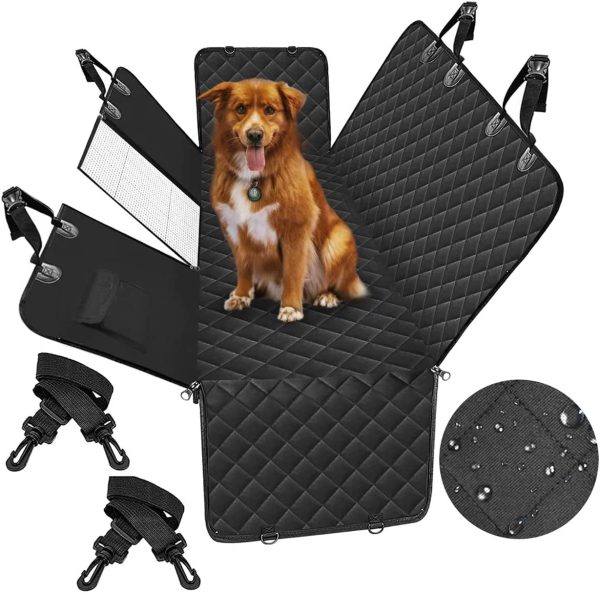 Dog Car Seat Cover,Waterproof Pet Seat Cover with Mesh Visual Window & Seat Belt Opening & Storage Pockets,Wear-Proof Dog Back Seat Hammock for Cars, Trucks and SUV - 147 x 137 cm - Image 5