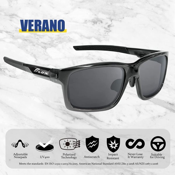 Flux Verano Polarized Sports Sunglasses with Anti-Slip Function Adjustable Nose Pad and Lightweight Frame - for Men and Women when Driving, Running, Baseball, Golf, Casual Sports and Activities - Image 3