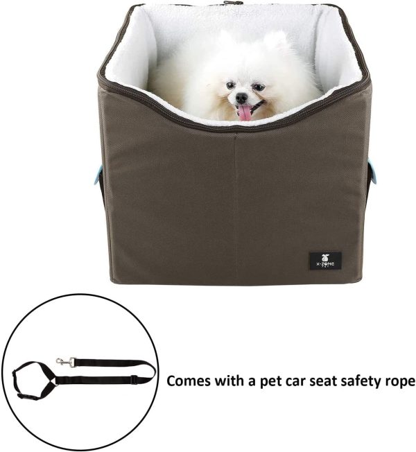 X-ZONE PET Dog Booster Car Seat/Pet Bed at Home, with Pockets and Carrying case，Easy Storage and Portable (Medium, Brown&Blue) - Image 5