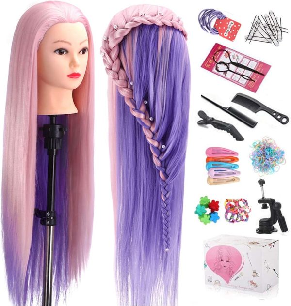 Mannequin Head with Hair, TopDirect 29" Hair Mannequin Manikin Head Hair Practice Cosmetology Hair Doll Head Styling Hairdressing Training Braiding Heads with Clamp Holder and Tools - Image 3