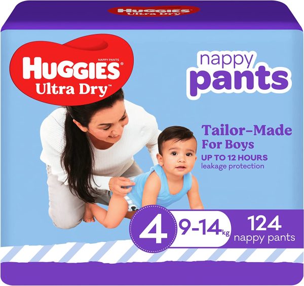 Huggies Ultra Dry Nappy Pants Boy Size 4 (9-14kg), 124 count - Image 2