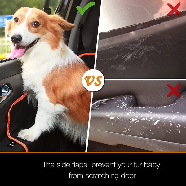 Dog Seat Cover for Car Seat Cover for Pets 100% Waterproof with Mesh Visual Window Hammock Scratchproof Nonslip Durable Soft Pet Hammock Back Seat Covers with 2 Dog Seat Belts for Cars Trucks Sedan SUV Travel 147x135 cm