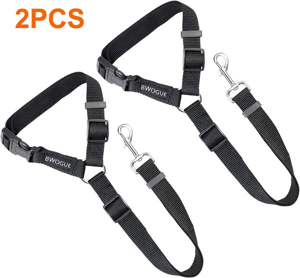 BWOGUE 2 Packs Dog Cat Safety Seat Belt Strap Car Headrest Restraint Adjustable Nylon Fabric Dog Restraints Vehicle Seatbelts Harness - Image 3