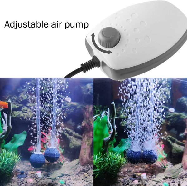 FEDOUR Aquarium Air Pump, Whisper Aerator, 2 Outlets Oxygen Pump for up to 350L Fish and Turtle Tank - Image 4