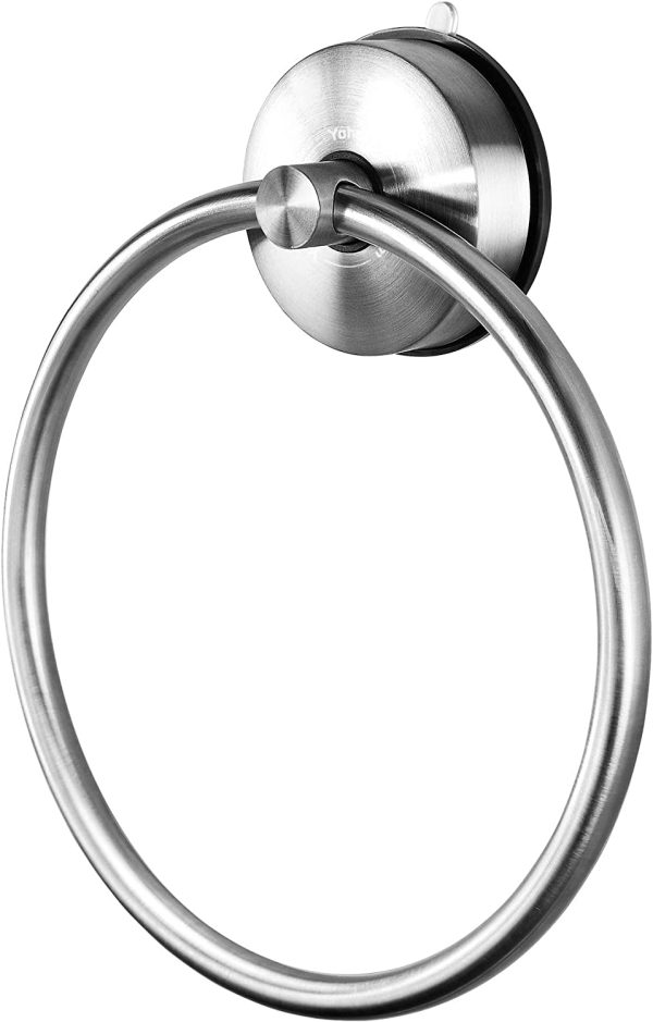 Suction Cup Towel Ring Holder for Bathroom Kitchen Storage Modern Shower Dish Round Towel Ring Hanger Stainless Steel No Tools Required,Brushed Finish - Image 4