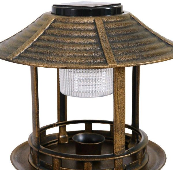 PaWz Bird Bath Feeder Feeding Food Station Solar Light Outdoor Garden Summer - Image 7