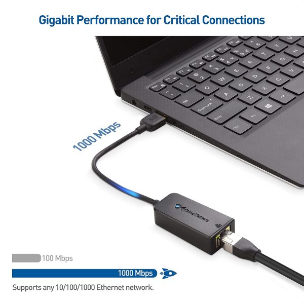 Cable Matters USB to Ethernet Adapter (USB 3.0 to Ethernet) Supporting 10/100/1000 Mbps Ethernet Network in Black - Image 8