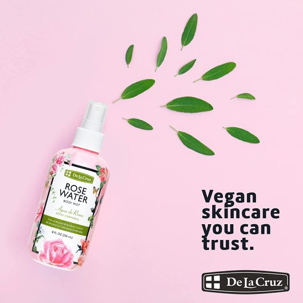 De La Cruz Rose Water Spray, No Parabens or Artificial Colors, Vegan, Made in USA 8 FL. OZ. (1 Bottle) - Image 5