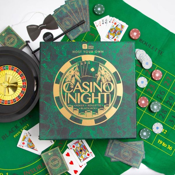 Talking Tables Casino Night Kit Poker, Blackjack, Roulette-Gambling Set for Adults, Gifts for Him | Contains Game Mat, Chips, Money, Balls, Playing Cards, Mixed, Multicolour - Image 5