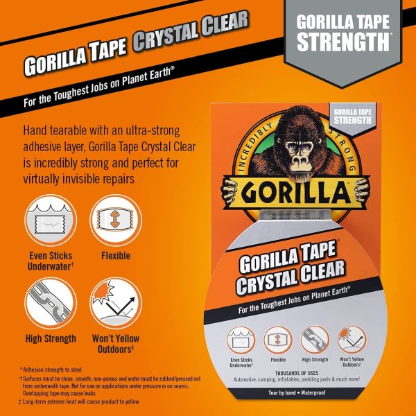 Tape, Crystal Clear Duct Tape, 1.88??x 9 yd, Clear