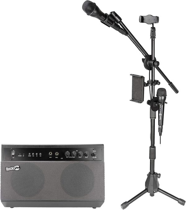 RockJam RJKSK-BK Premium Performer 100-watt Bluetooth Karaoke Machine & PA System with Two Karaoke Microphones - Image 7