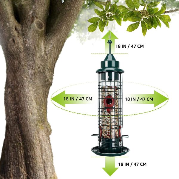 Hanging Wild Bird Feeder Tube Bird Feeders for Garden Yard Outside Decoration, 1.3-Pound Seed Capacity, Lighthouse Shaped (Green)