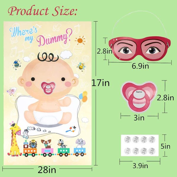 Pin The Pacifier on The Baby Game, Baby Shower Party Poster Favors Supplies for Baby Shower Party Birthday Party, Pin The Dummy on The Baby Game - with 24Pcs Pacifier Stickers - Image 4