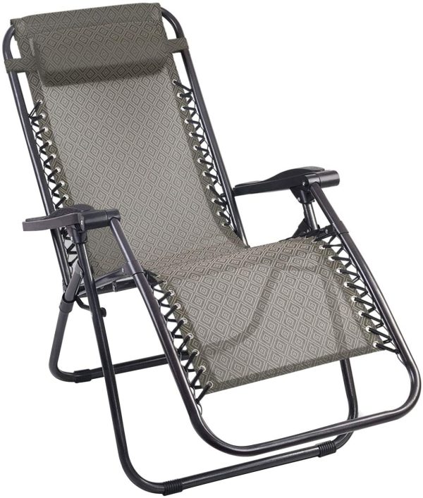 Gardeon Zero Gravity Portable Reclining Lounge Folding Outdoor Camping Beach Chair Beige - Image 8