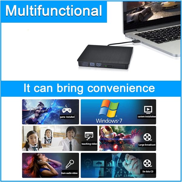 USB 3.0/Type-C Slim External DVD RW CD Writer Drive Burner Reader Player Optical Drives for Laptop PC - Image 7