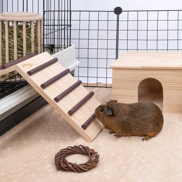 Niteangel Wooden Cage Bridge for Rabbits, Guinea Pigs and Chinchilla, Large Size (Round Stairs) - Image 8