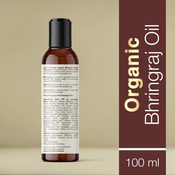 Life & Pursuits Organic Hair Growth Oil (100 ml) With Bhringraj, Amla, Onion, Almond, Sesame, Coconut & Castor Oil For Ayurvedic dry Scalp Therapy, Strong & Healthy Hair - Image 4