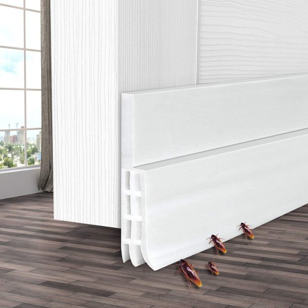 Door Draft Stopper,  Door Sweeps, Weather Stripping Under Door Draft Blocker, Door Seal Strip Insulator, Draft Stoppers for Bottom of Doors Soundproof Wind Blocker, White