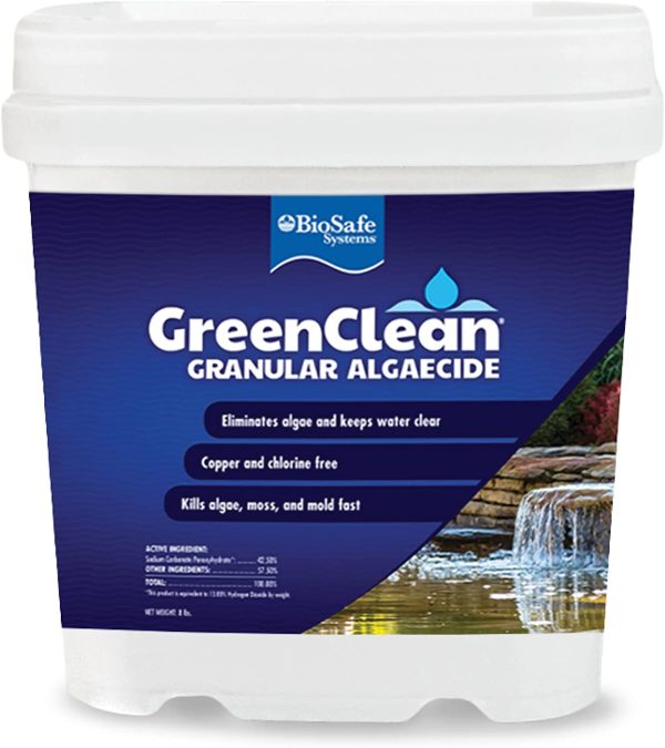 GreenClean Granular Algaecide - 8 lbs - String Algae Control for Koi Pond, Fountain, Waterfall, Water Features on Contact. EPA Registered