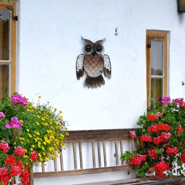 Liffy Wall Hanging, Metal Owl Home Decor ,Garden Decoration ,Outdoor Statues Accessories Sculptures and Miniatures Animales Jardin