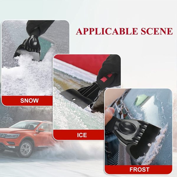 Ice Scraper 2 Pack, Snow Brushes Snow Scraper Frost Ice Removal Tool Snow Ice Brush, Sturdy, Foam Grip, Ice Scraper for Cars and Small Trucks Windshield from Scrape Frost and Ice (Black, 25cm)