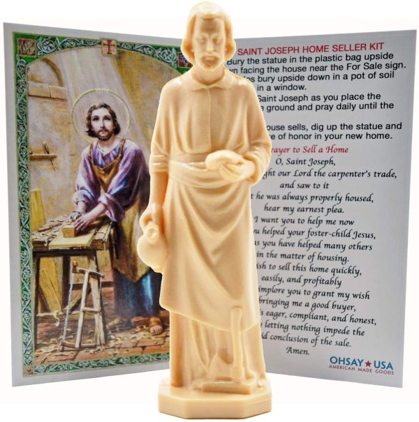 St. Joseph Statue Home Seller Kit - Made in USA - Sold by Vets ??Custom Prayer Card Included