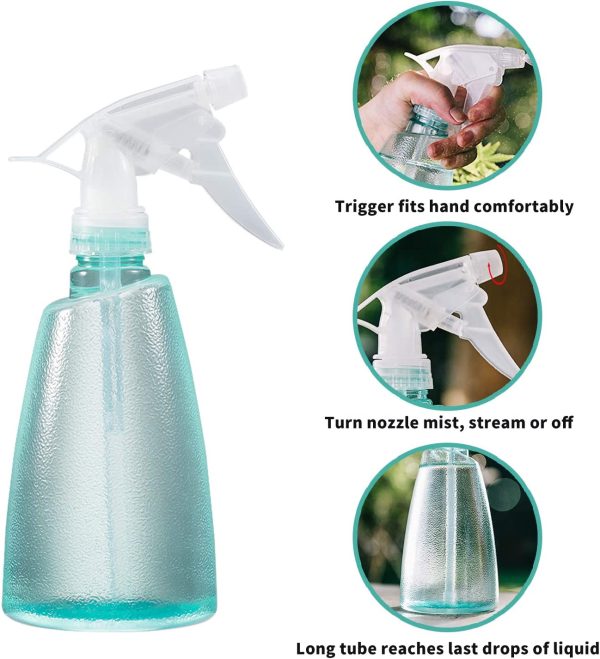 Vaupan Plastic Spray Bottles, 0.5L/16 oz Plant Mister Leak Proof Empty Mist Water Bottle for Cleaning Solution Hair Pet Flowers Plants Garden, Trigger Sprayer with Adjustable Nozzle (Green & Black) - Image 7