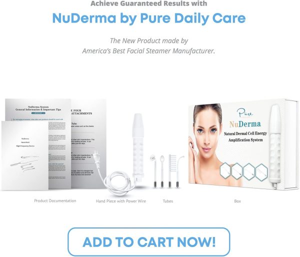 NuDerma Portable Handheld High Frequency Skin Therapy Wand Machine w/Neon ??Anti-Aging - Skin Tightening - Wrinkle Reducing - Dark Circles ??Blemish Control - Hair & Scalp Stimulator