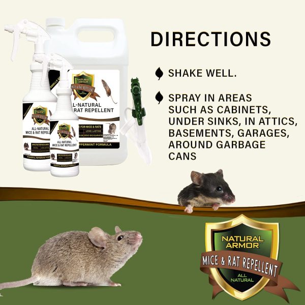 Mice & Rat Repellent. Peppermint Repellent for Mice/Mouse, Rats & Rodents. Natural Spray for Indoor & Outdoor Use. 128 OZ Gallon Refill Ready to Use - Image 7