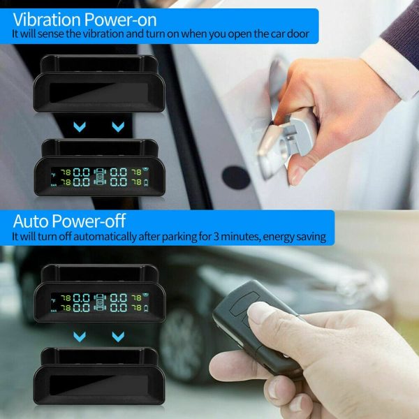 Solar Wireless Car TPMS Tyre Pressure Monitoring System + 4 External Sensor with Temperature and Pressure LCD Display Auto Alarm Real-Time - Image 4