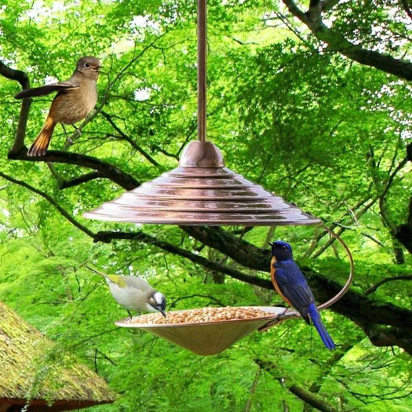 D.YAO Outdoor Hanging Wild Bird Feeder,Metal Hopper Bird Feeder for Garden Yard Outside Decoration.Copper Surface Treatment. - Image 2