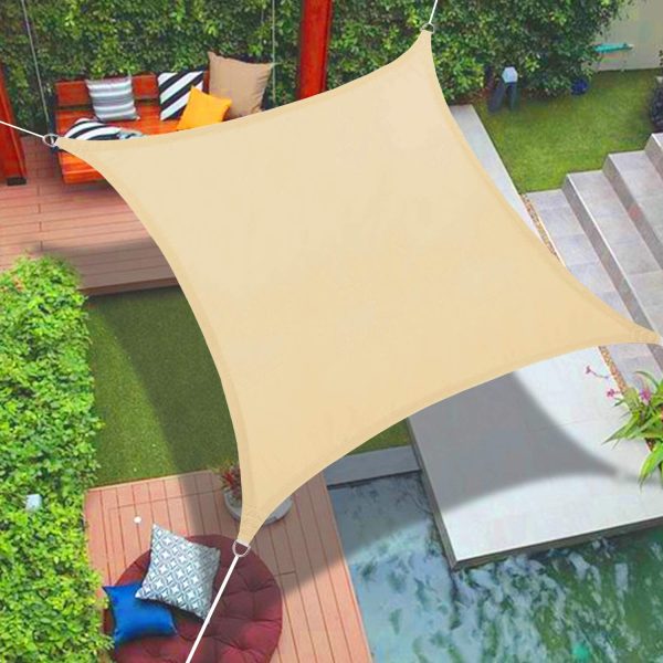 Sun Shade Sail Waterproof Rectangle 2??2m Beige Shade Sail Canopy Awning,95% UV Blockage for Outdoor Garden Patio Backyard Lawn Commercial and Residential - Image 3