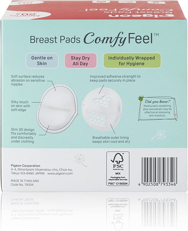 Pigeon ComfyFeel Breast Pads with Aloe Vera Extract, Ultra-Soft & Super Absorbent, 50 Pcs White - Image 4