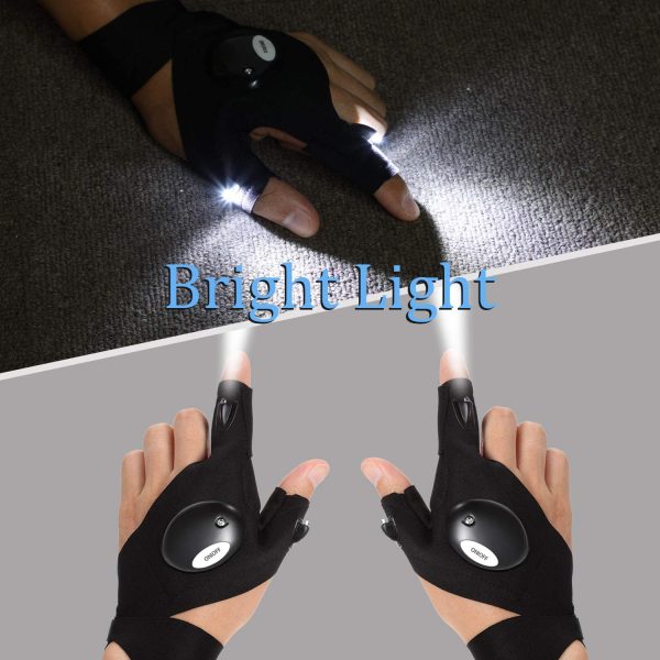 LED Flashlight Gloves Light Fingerless Outdoor Fishing Gloves Tool Gadgets Gifts for Repairing Working in Darkness Places for Men Women Fishing Camping Hiking and Outdoor Activities (2) - Image 5