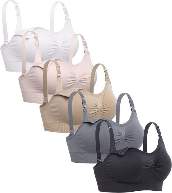 Lataly Womens Sleeping Nursing Bra Wirefree Breastfeeding Maternity Bralette Pack of 5 - Image 7