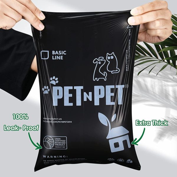 PET N PET Poop Bags Earth-Friendly 1080 Counts 60 Rolls Unscented Poo Bags Large Black Dog Waste Bags 9 x 13 inches