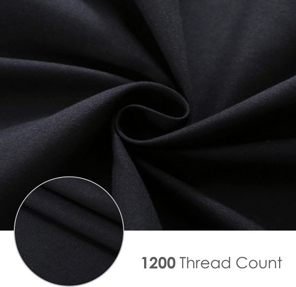 JustLINEN- King Single Sheet Set - 3 Piece King Single Size Bed Sheet Set Soft Brushed Microfiber 1200 Thread Count Extra Deep Pocket Bed Sheets Breathable & Cooling Bedding Sheet - Wrinkle & Fade Resistant - Black - Image 5