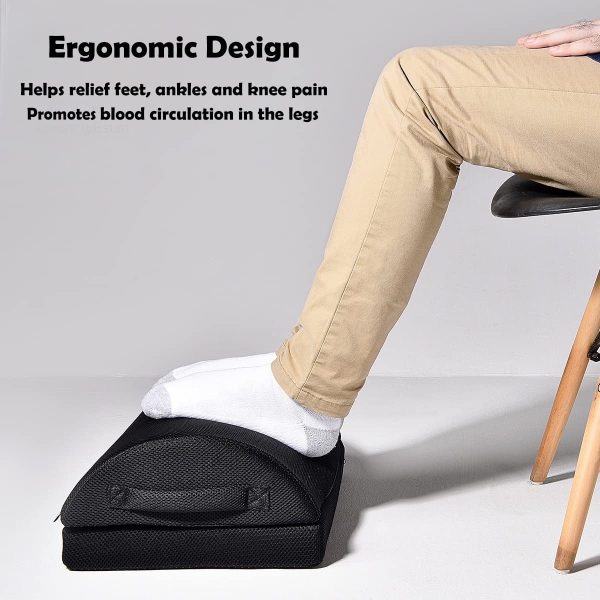 Spotted Armadillo Adjustable Office Foot Rest Under Desk | Ergonomic Premium Foam Footrests for Knee & Backpain Relief | Washable Mesh Fabric Footrest for Home | Comes with a Bonus Wrist Rest - Image 2