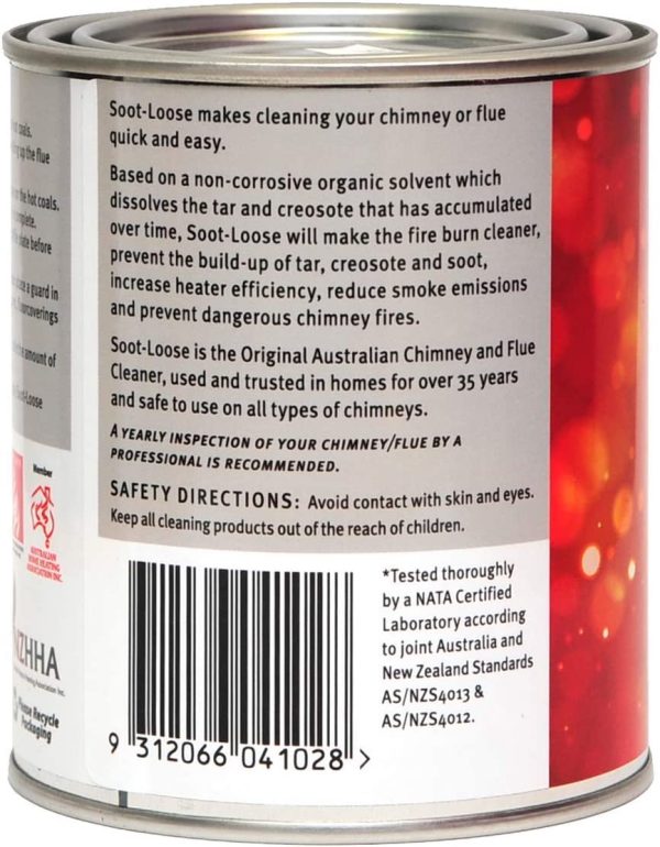 Soot-Loose Australia??s #1 Chimney and Flue Cleaner, Dissolves Tar and Creosote that has Accumulated over Time, Increases Heater Efficiency and Reduces Smoke Emissions, Helps to Prevent Dangerous Flue Fires, Trusted for Over 35 Years ?C 1 x 250g Tin - Image 7