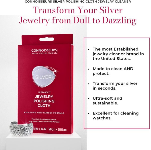 CONNOISSEURS Ultrasoft? Silver Jewelry Polishing Cloth with Tarnish Control ?C Transforms Silver Jewelry from Dull to Dazzling - Image 6