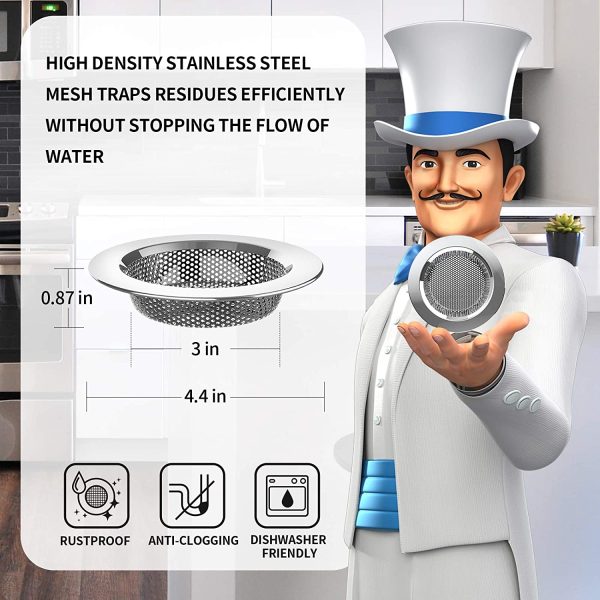 MR.SIGA Stainless Steel Kitchen Sink Strainer, Pack of 3 - Image 3