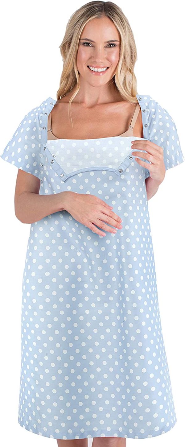 Hemi Home Labor & Delivery Maternity Hospital Gown Maternity, Hospital L/XL Blue