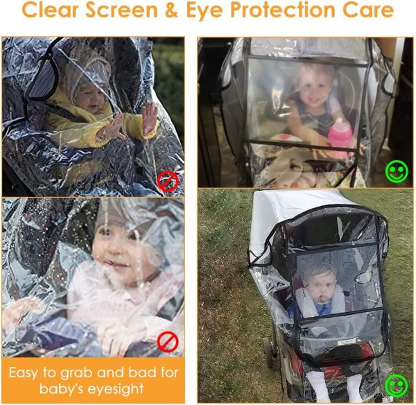 SlowTon Stroller Rain Cover Universal Size, Waterproof Dustproof Windproof Durable Protection, Travel-Friendly Stroller Weather Shield with Eye Screen, Outdoor Use Eye Protection Stroller Accessory (Black) - Image 7