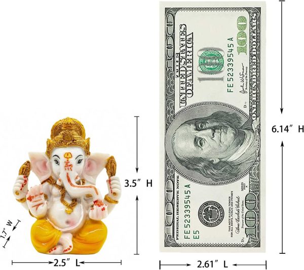 Indian Ganesh Idol Car Dashboard - Hindu Ganesha Statue Elephant God India Ganpati Lord Murti Mandir Diwali Gifts Yoga Zen Meditation Room Altar Shrine Kit Temple Puja Pooja Items Decor