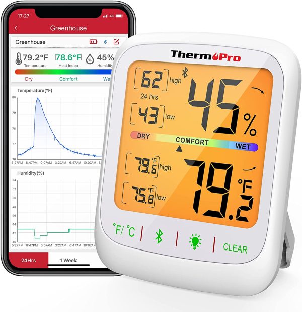 ThermoPro Bluetooth Hygrometer Thermometer, 260FT Wireless Remote Temperature and Humidity Monitor, with Large Backlit LCD, Indoor Room Thermometer and Humidity Gauge, Max Min Records - Image 4