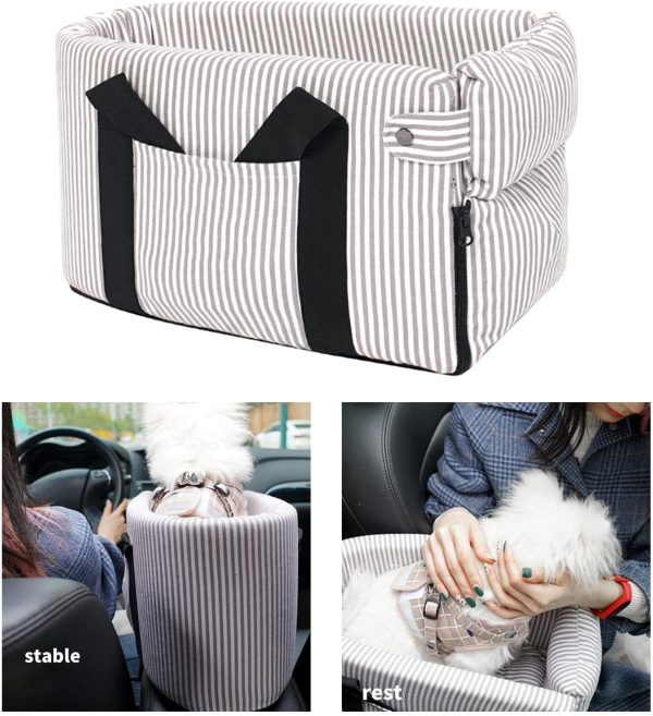 Portable Dog Kennel Car Non- Anti-Collapse Mat for Car Central Control Armrest Box Scratchproof Travel Seat - Stripe