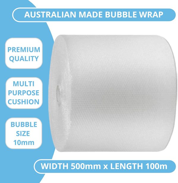 Bubble Wrap 500mm x 100m Cushioning Clear Bubbles Size 10mm 100 Metres Roll - Image 2