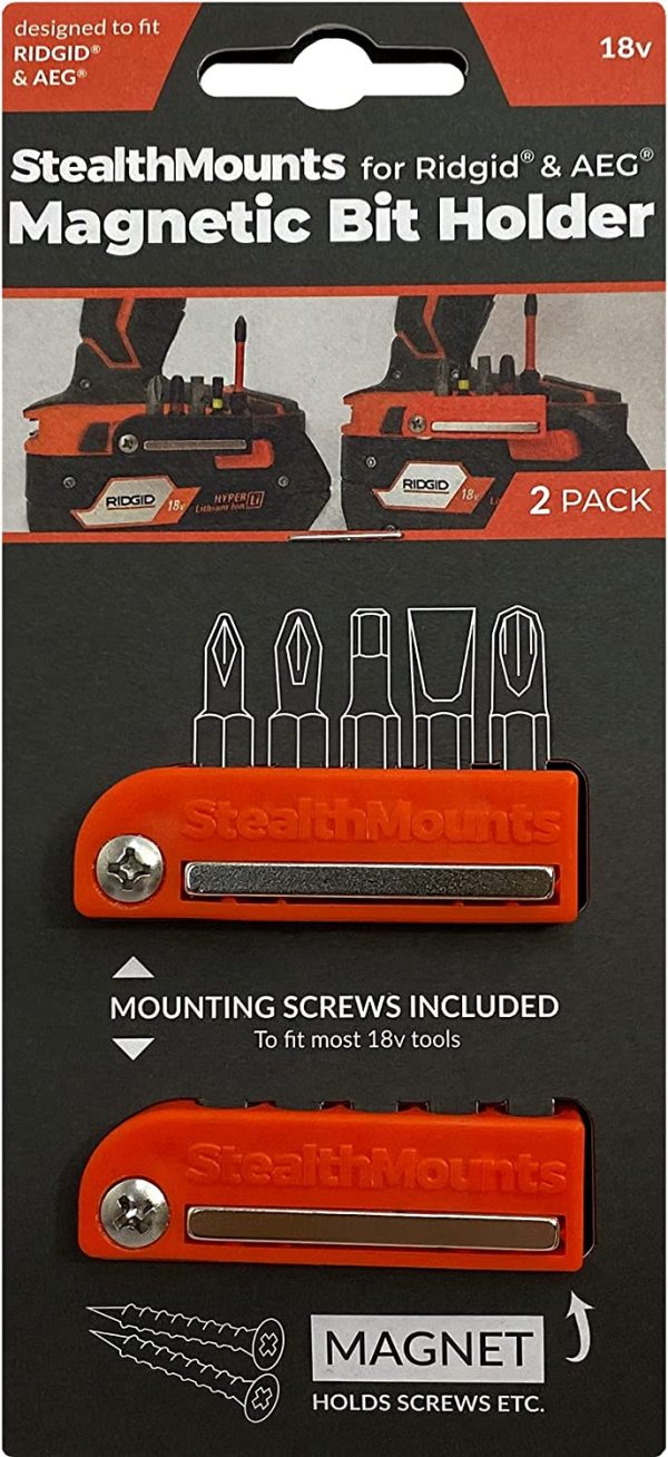 StealthMounts Magnetic Bit Holder for Ridgid | Drill Bit Organizer | Perfect Bit Holder for Ridgid Drills and Impacts (2 Pack)